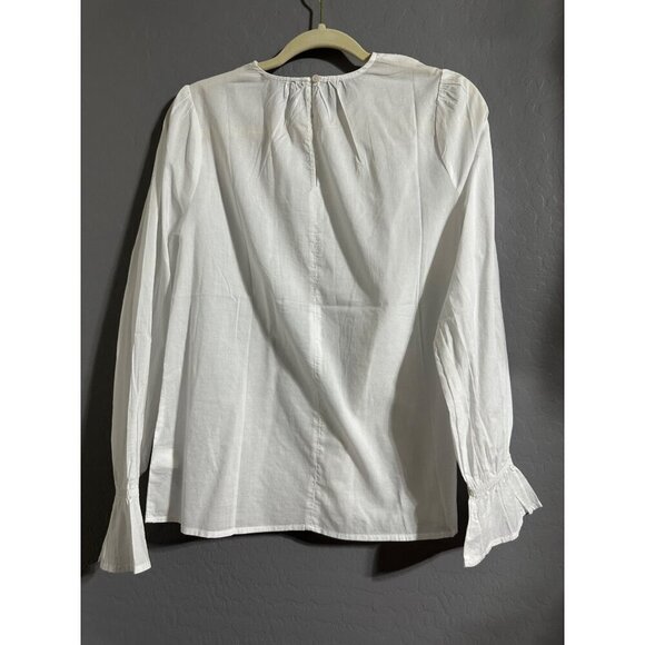 NYDJ White Long Sleeve Lace Detail Cotton Blouse XXS NWOT - Picture 7 of 8